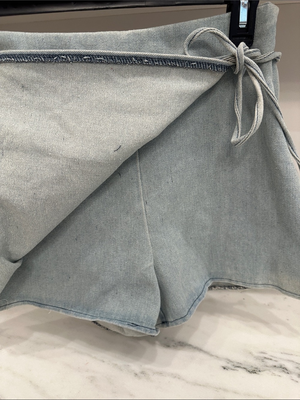 Pink Lily small Light Wash Denim wrap Tie-Side Mini Skort. Great condition - Picture 2 of 4